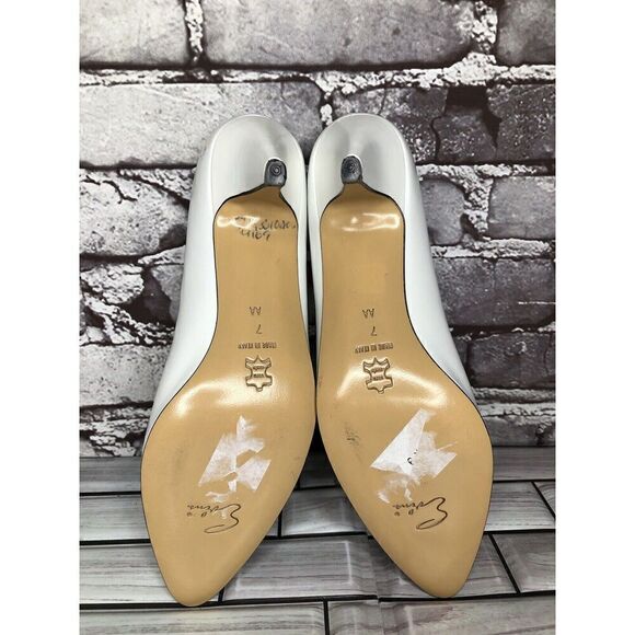 VTG David Evins White Leather Black Cap Toe Dress Heels Women’s Sz 7AA US/37.5EU - Picture 14 of 16